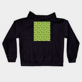 Small white and Yellow flowers on a green background Kids Hoodie